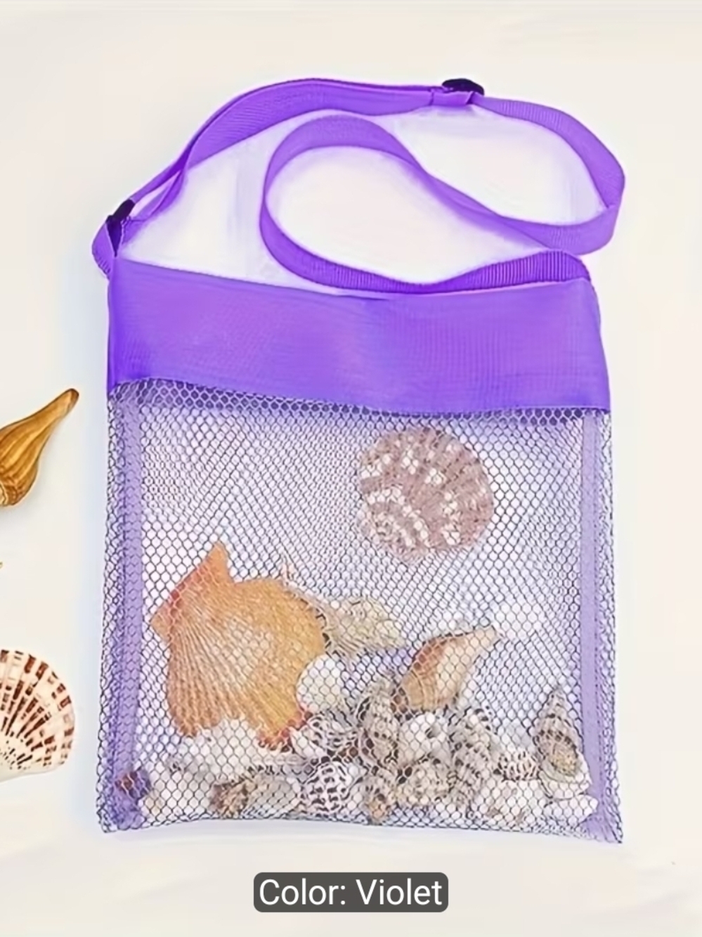 Violet Mesh Crossbody Beach Bag
